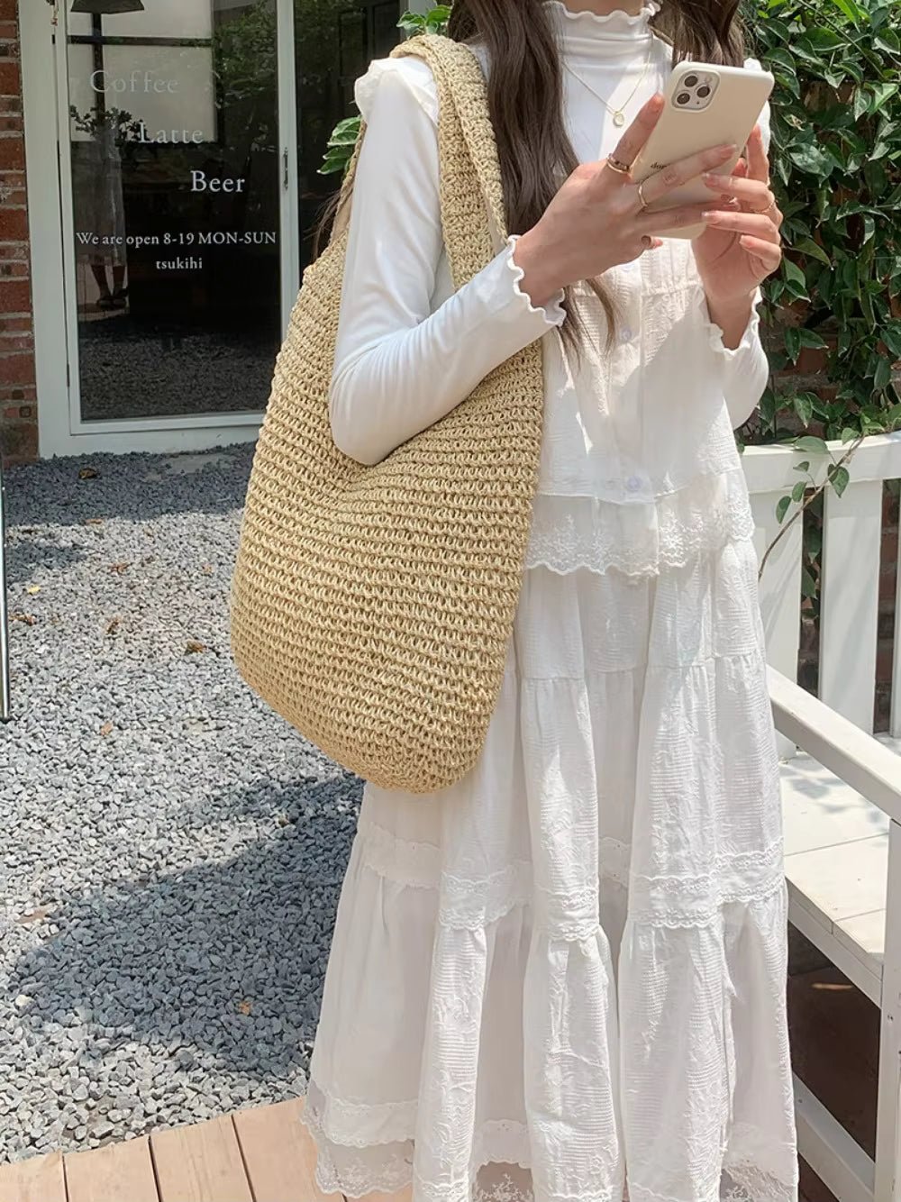 Bolso tote de ratán tejido Beatrice