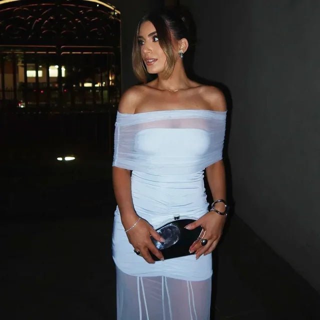 Maxivestido fruncido de doble capa Bella