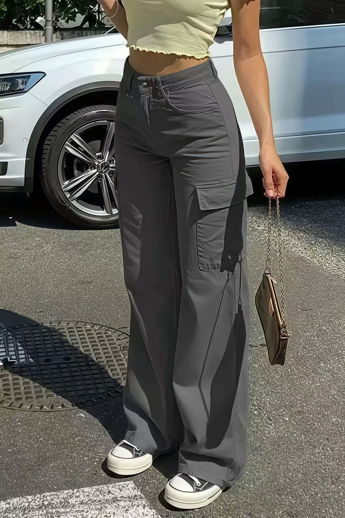 Pantalones rectos cargo Bianca con bolsillos