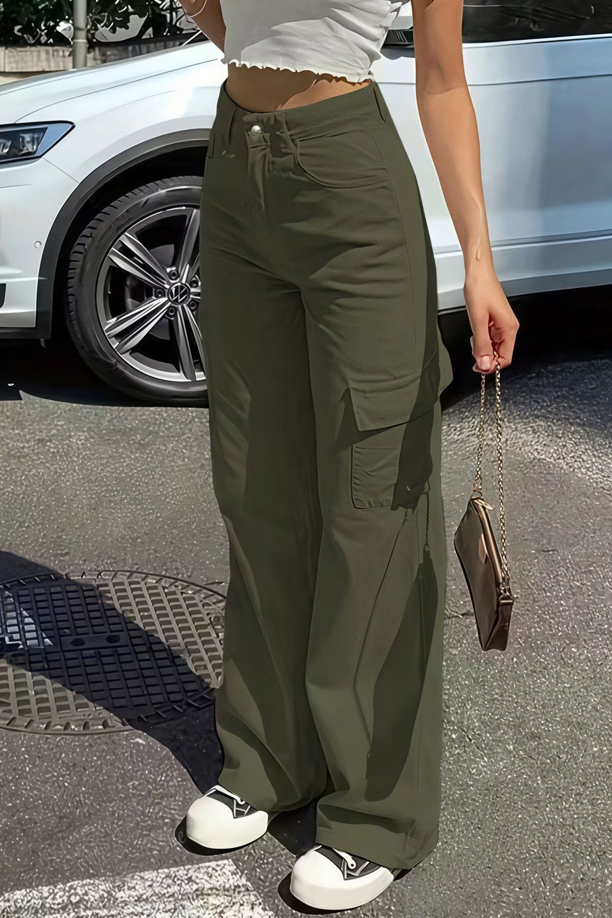 Pantalones rectos cargo Bianca con bolsillos