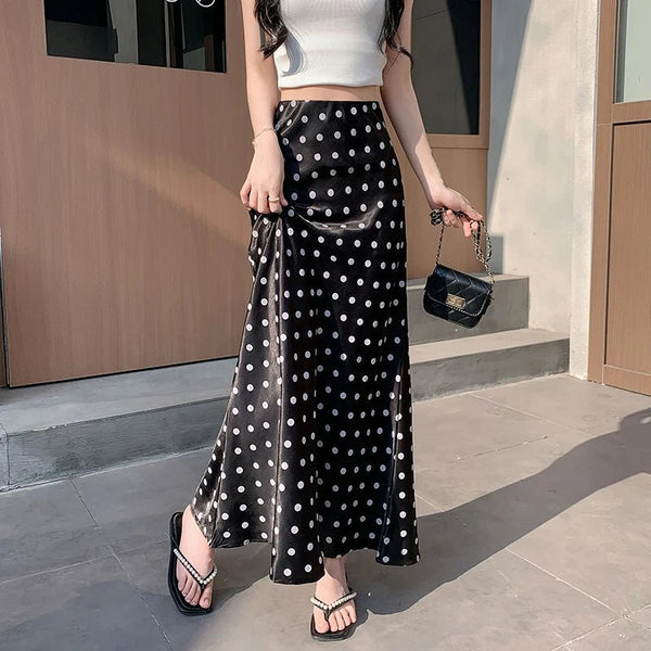 Falda midi de sirena con lunares Bianca