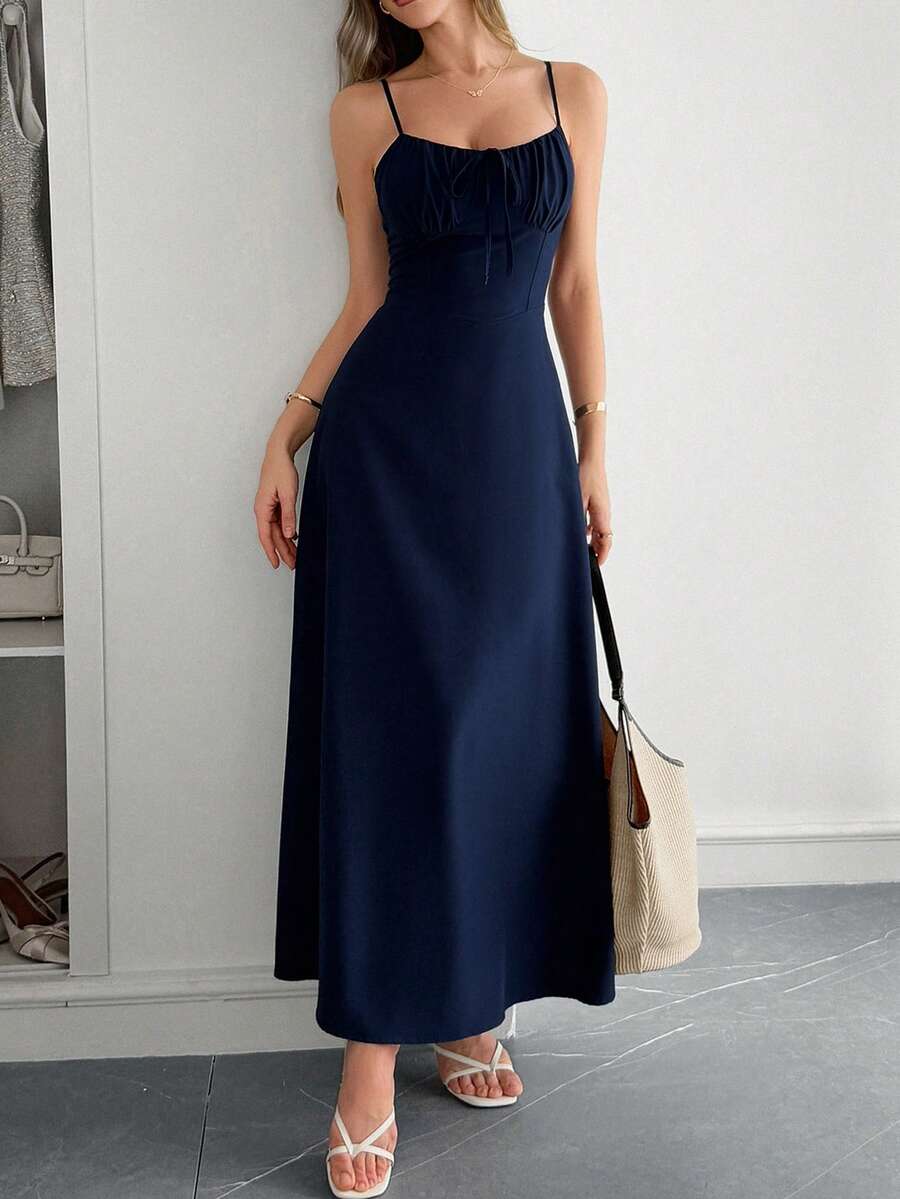 Vestido largo Bianca con cintura fruncida