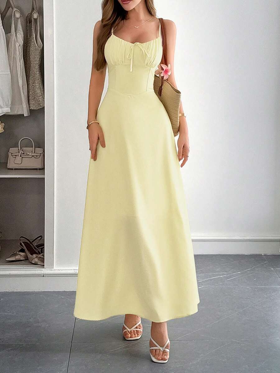 Vestido largo Bianca con cintura fruncida