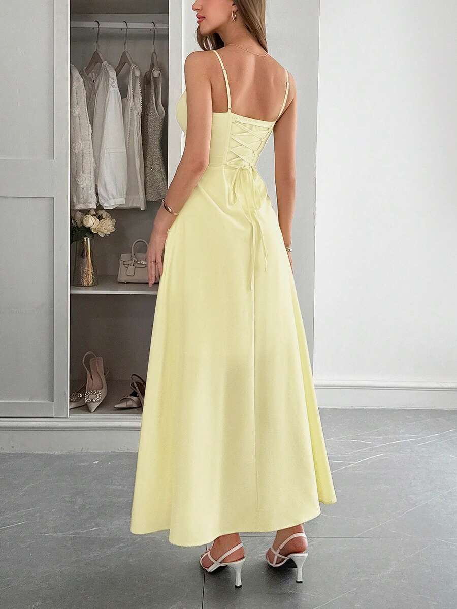 Vestido largo Bianca con cintura fruncida