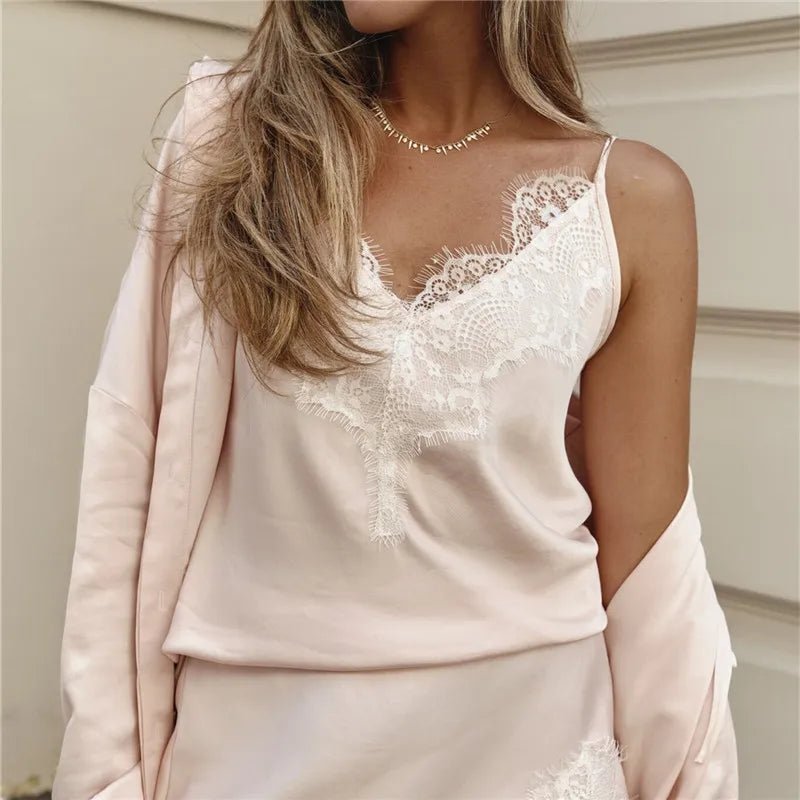 Top de satén tipo camisola Bianca