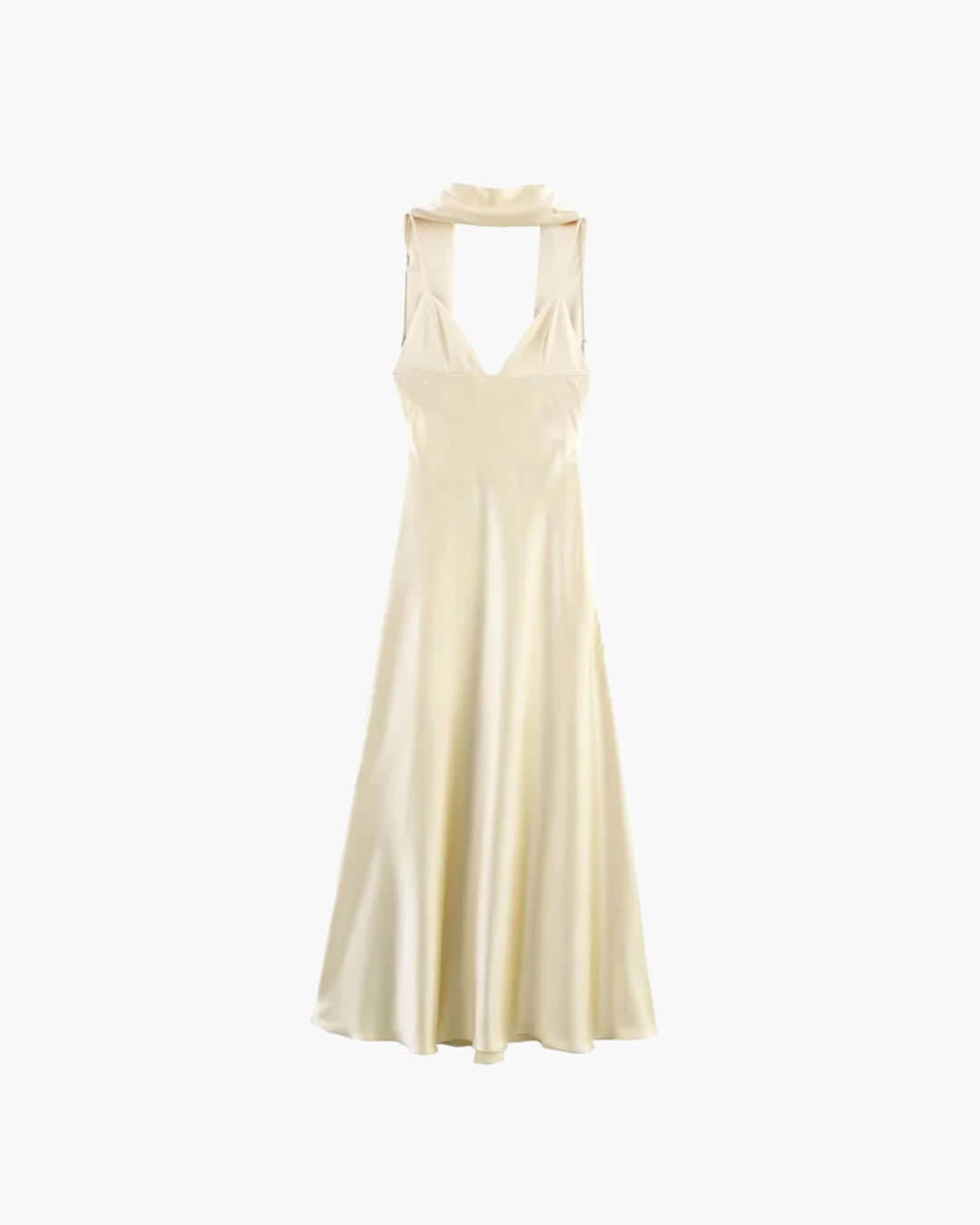 Vestido largo de satén Bianca con pañuelo