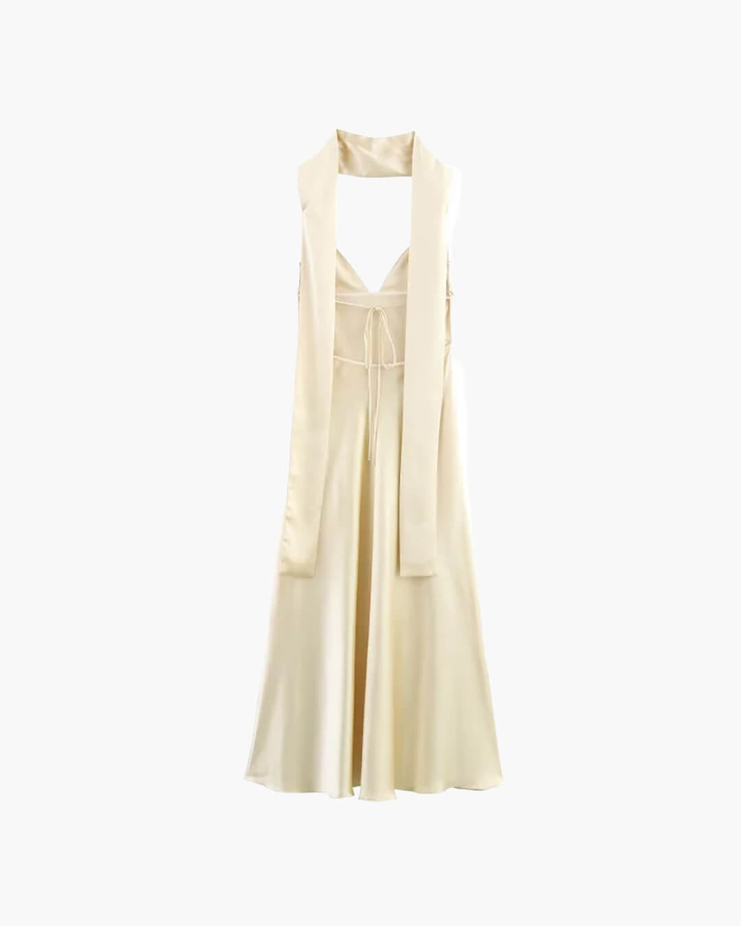 Vestido largo de satén Bianca con pañuelo