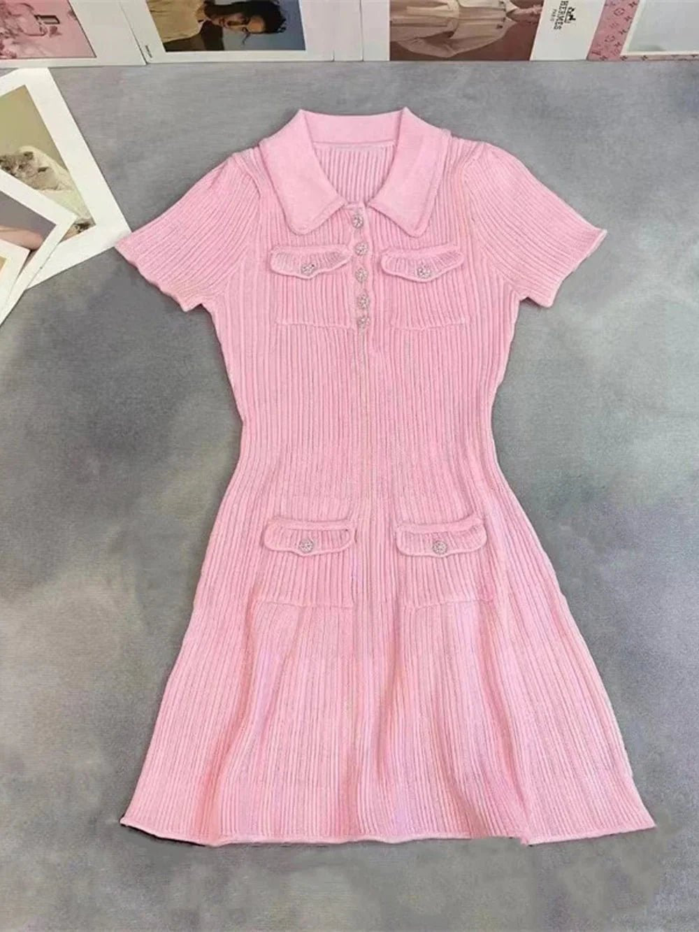 Vestido corto de punto con lentejuelas Bianca