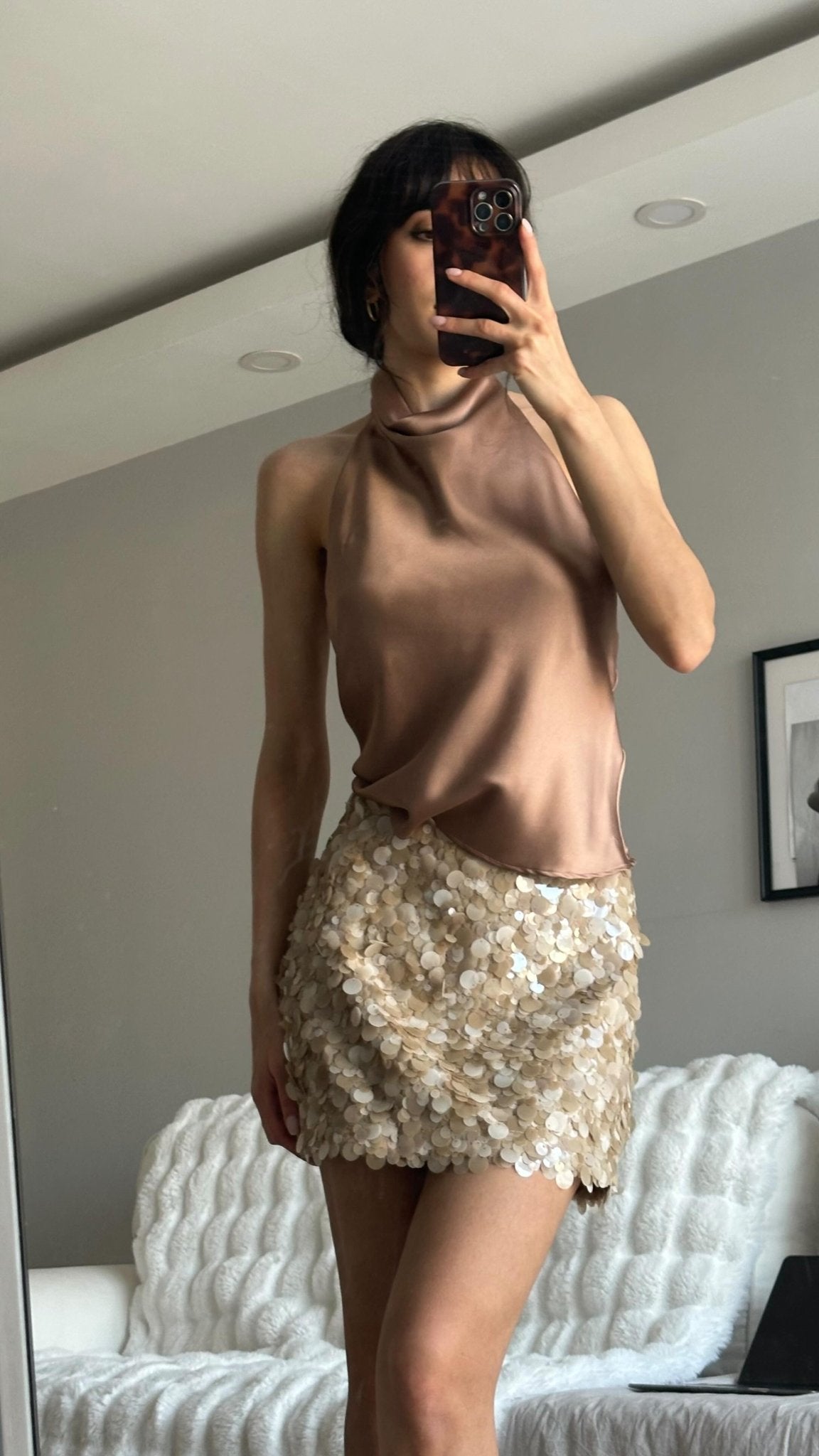 Minifalda de paillettes con lentejuelas Bianca