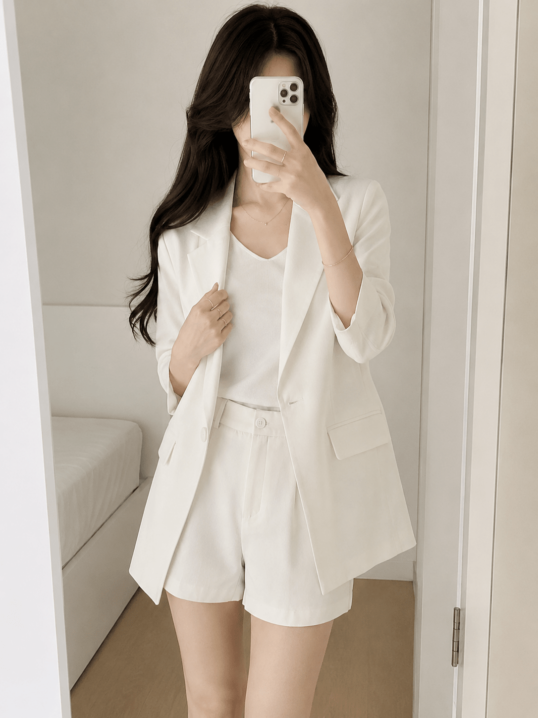 Conjunto de blazer de manga corta Bianca