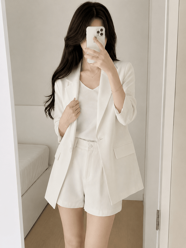 Conjunto de blazer de manga corta Bianca