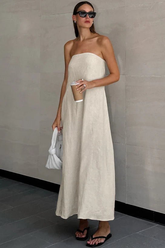 Vestido largo Bianca sin tirantes y con espalda descubierta