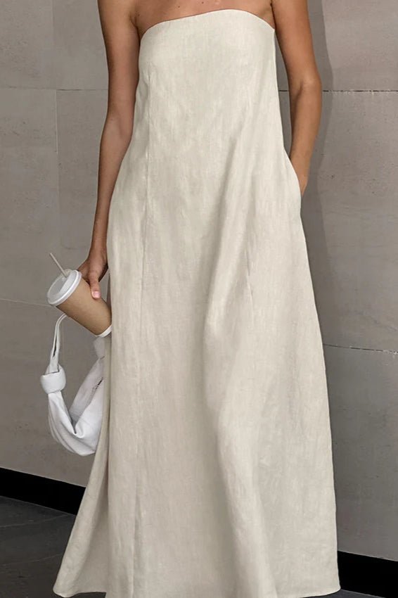 Vestido largo Bianca sin tirantes y con espalda descubierta