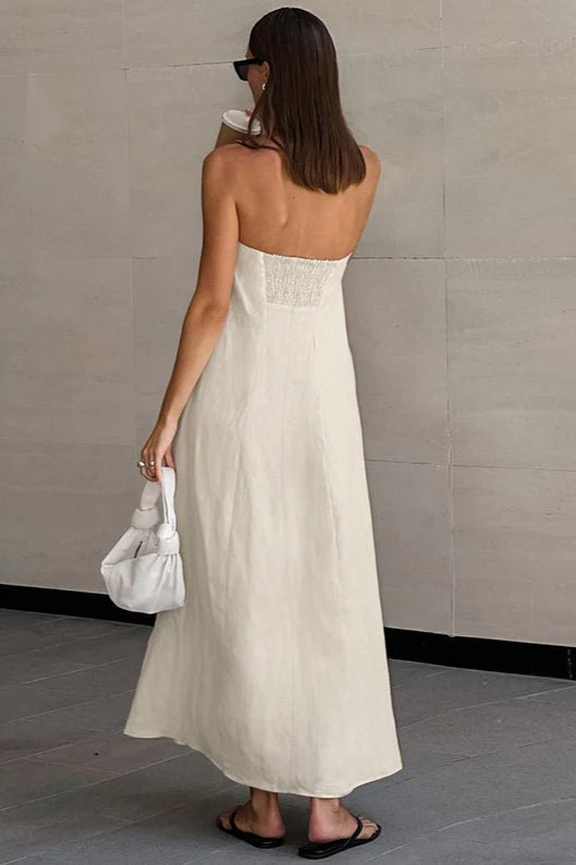 Vestido largo Bianca sin tirantes y con espalda descubierta