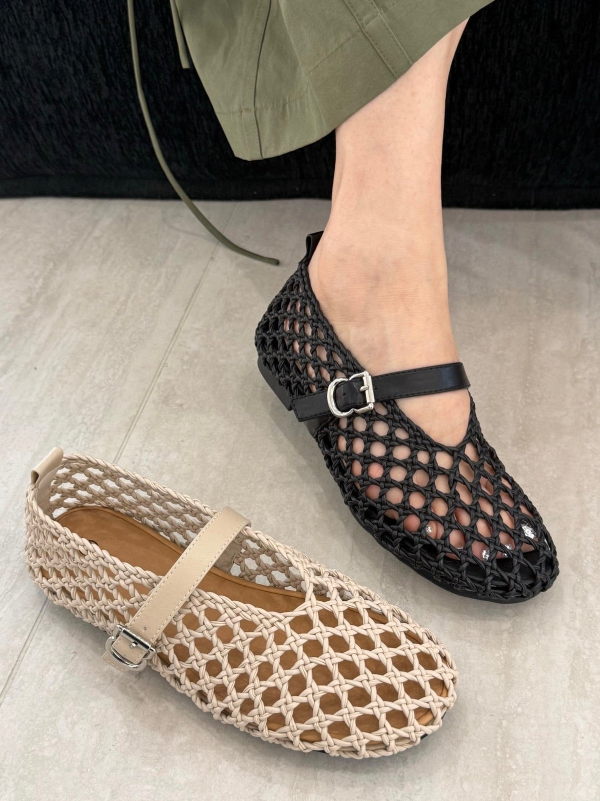 Sandalias planas caladas tejidas Bianca