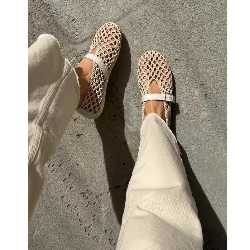 Sandalias planas caladas tejidas Bianca