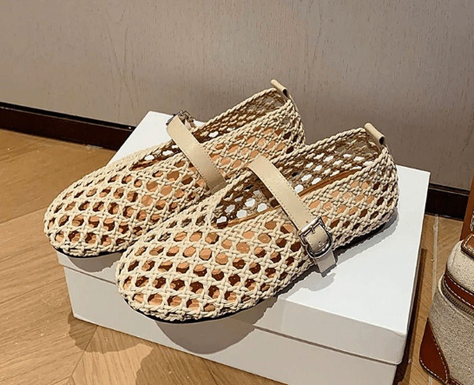 Sandalias planas caladas tejidas Bianca