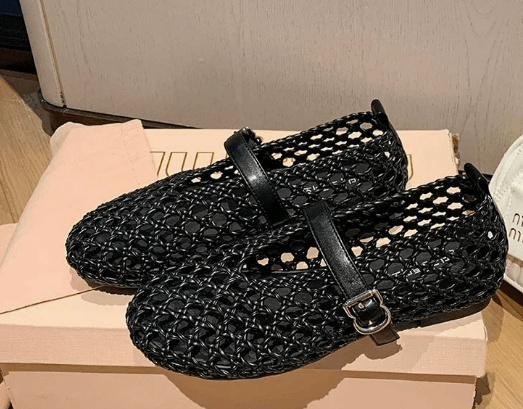 Sandalias planas caladas tejidas Bianca