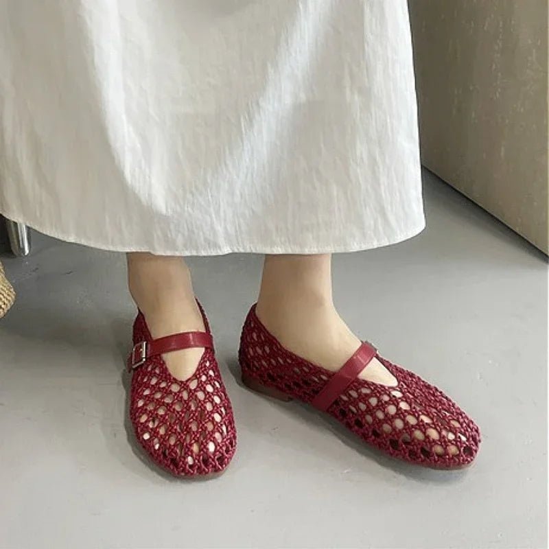 Sandalias planas caladas tejidas Bianca