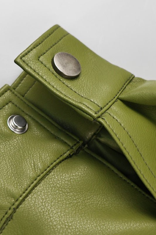 Bilge Vintage Green Faux Leather Jacket