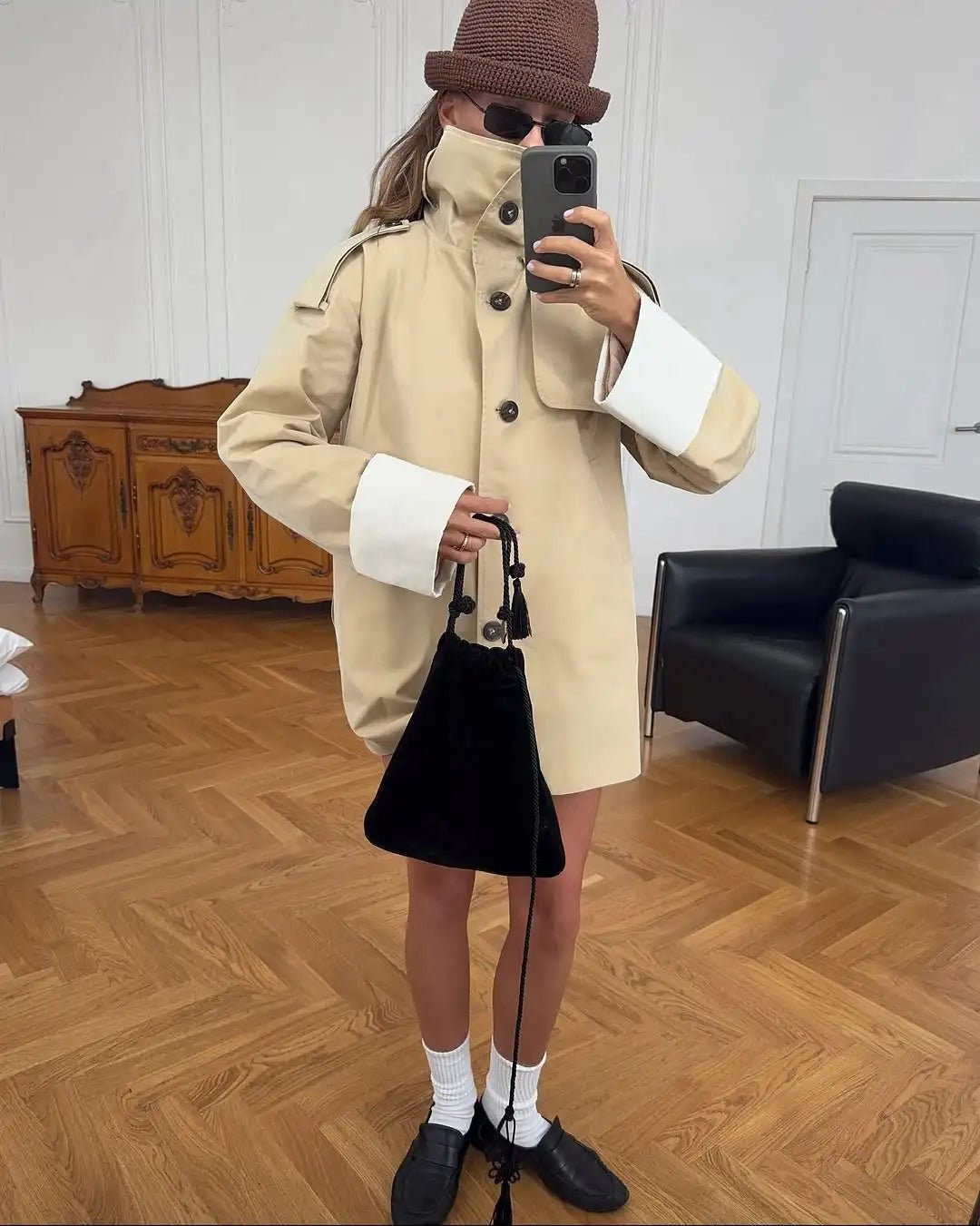Chaqueta estilo gabardina con puños en contraste Brenda