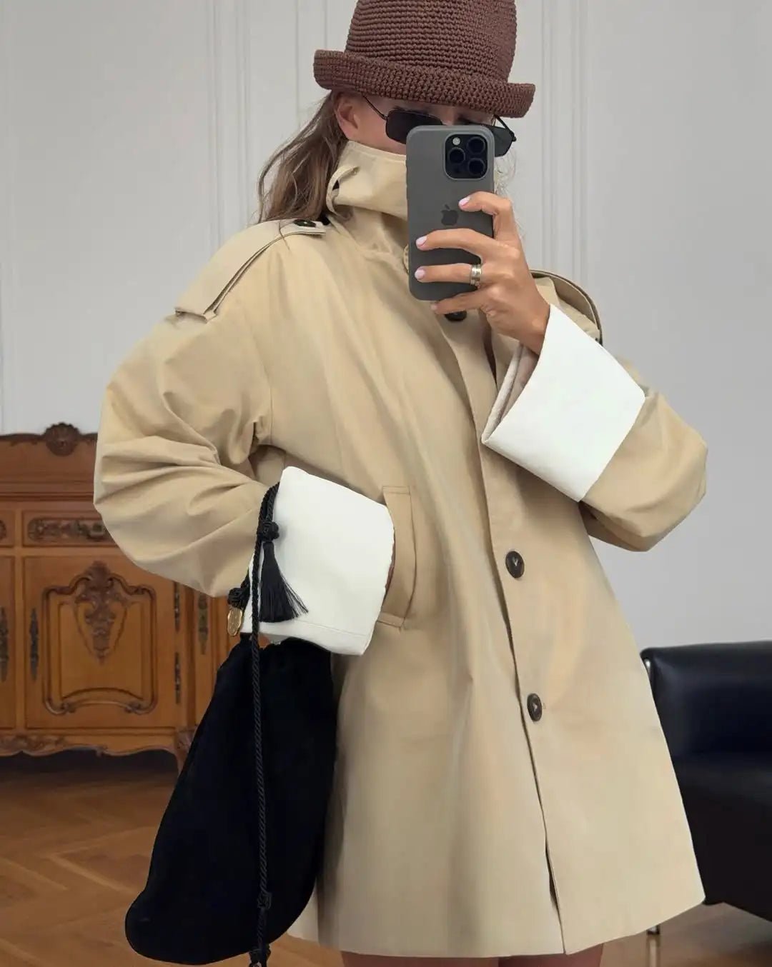 Chaqueta estilo gabardina con puños en contraste Brenda