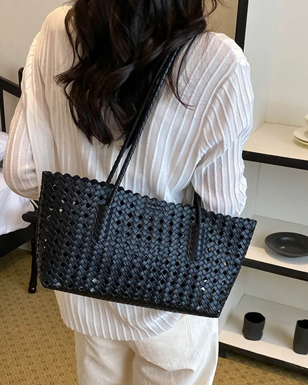 Bolso de mano de paja tejida Briana