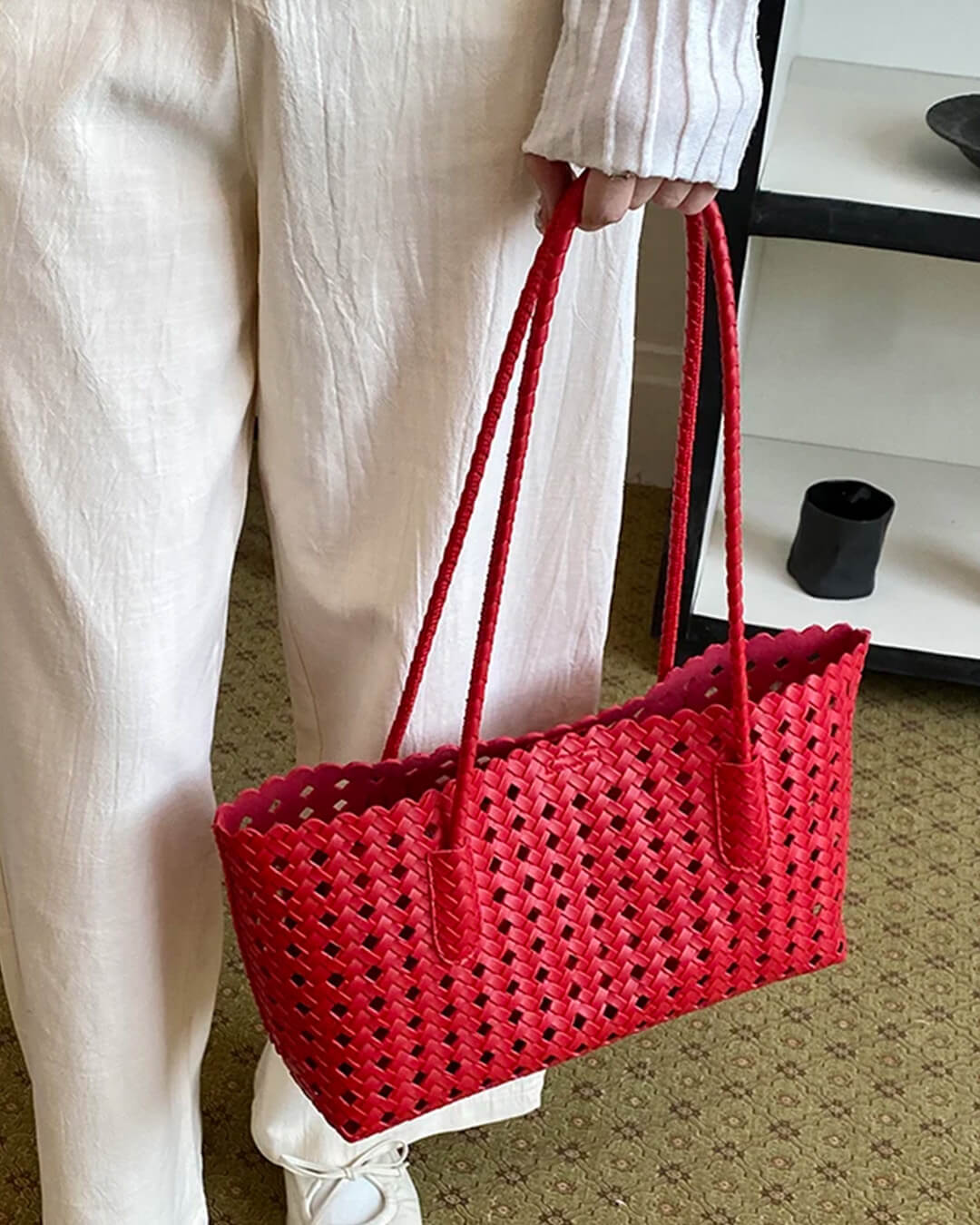 Bolso de mano de paja tejida Briana