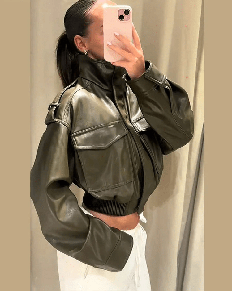 Chaqueta bomber de cuero sintético Brianna