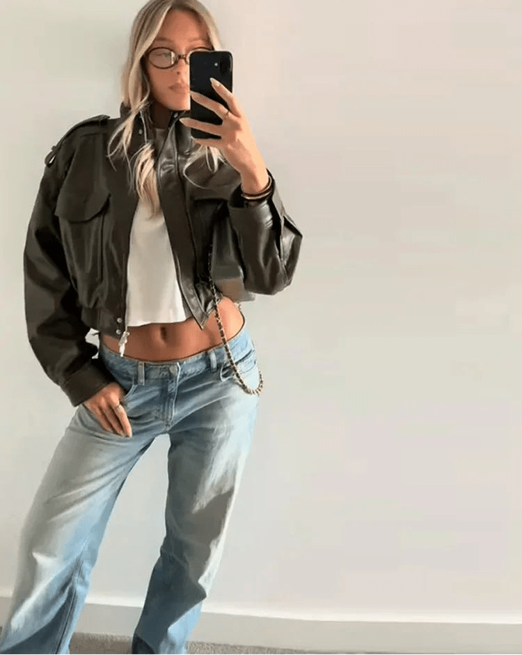 Chaqueta bomber de cuero sintético Brianna