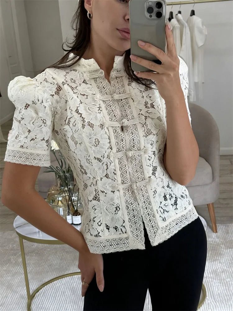 Cárdigan de patchwork de encaje Brielle