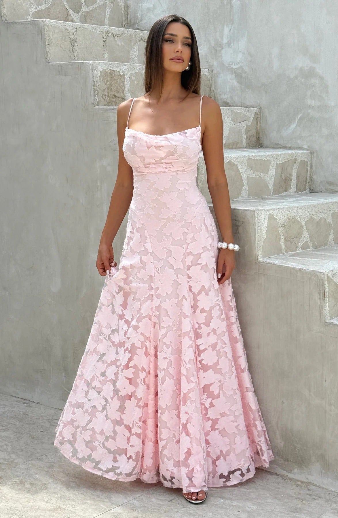 Vestido largo Brielle sin mangas con estampado floral