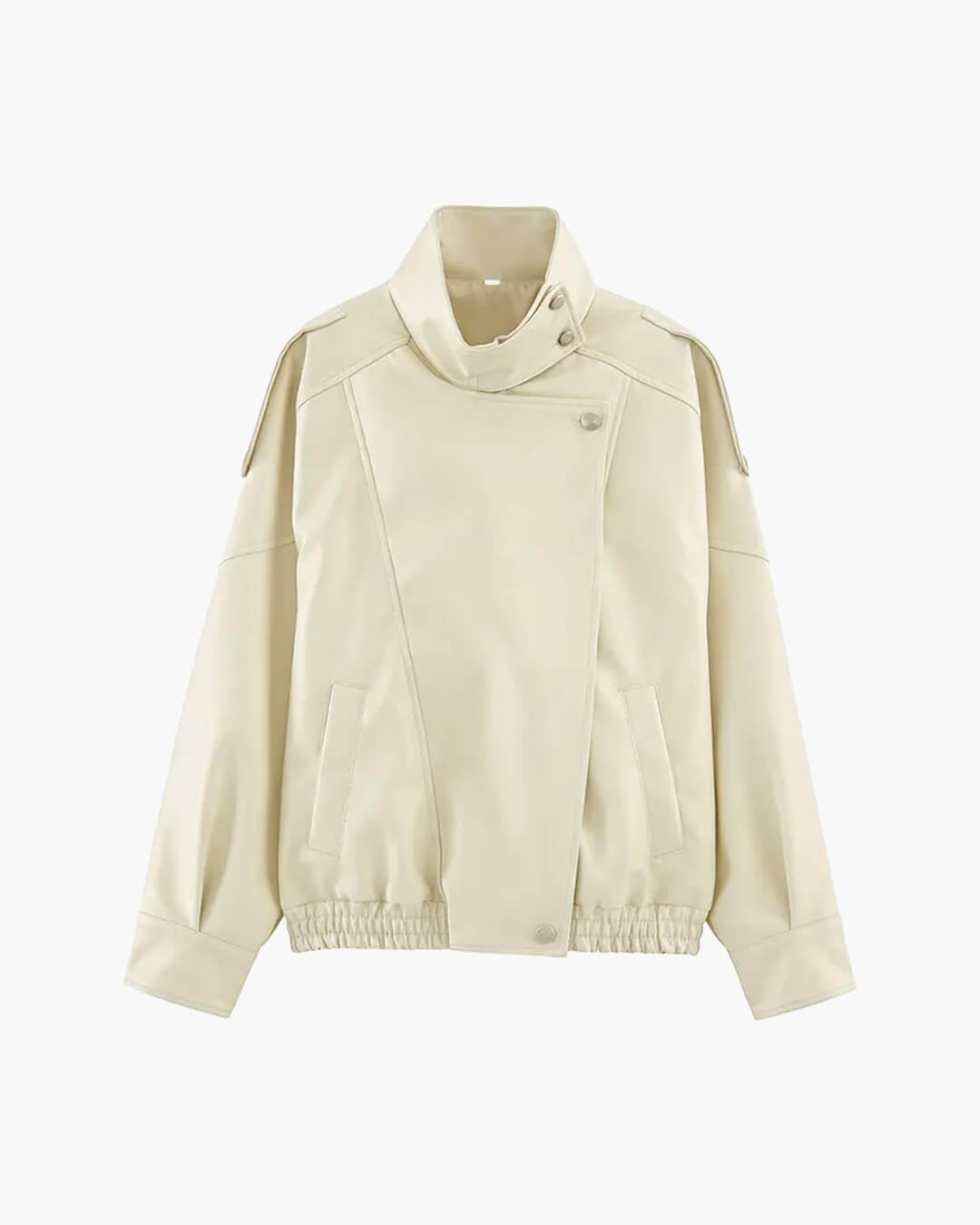 Brienne Stand Collar Faux Leather Jacket