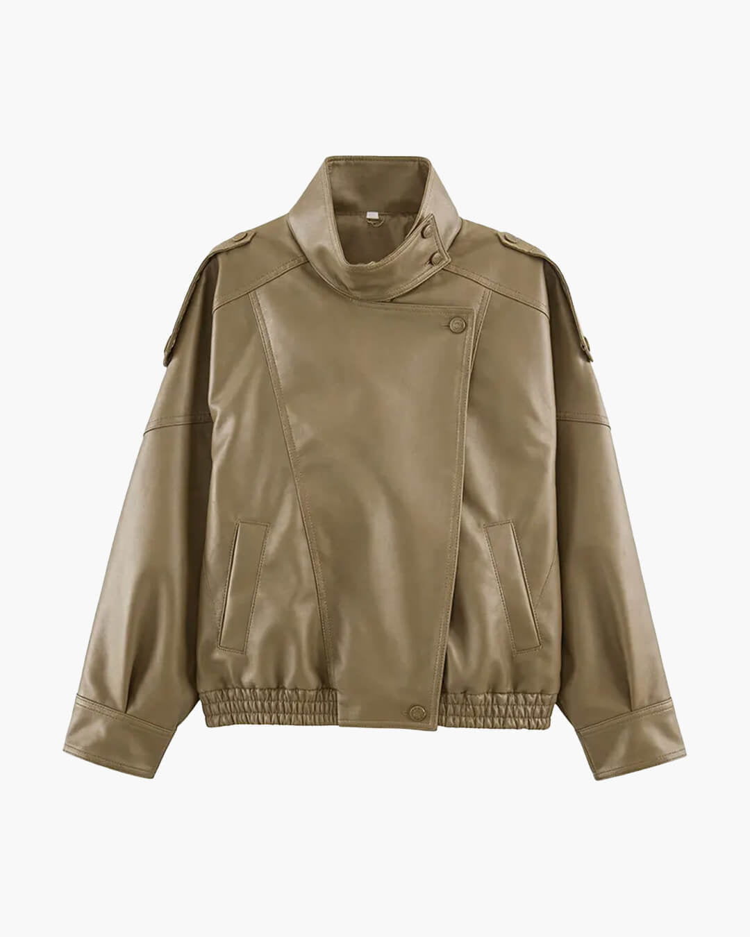 Brienne Stand Collar Faux Leather Jacket