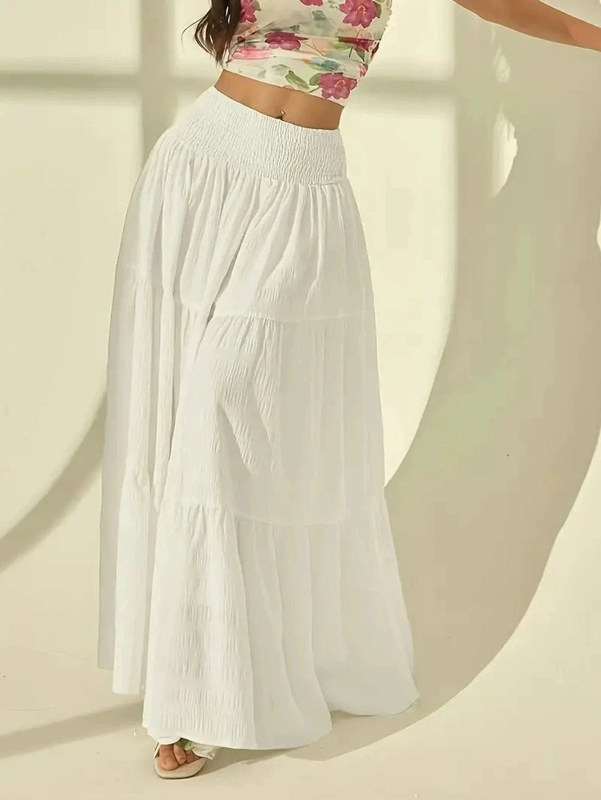 Calla Tiered Maxi Skirt Elastic Waist