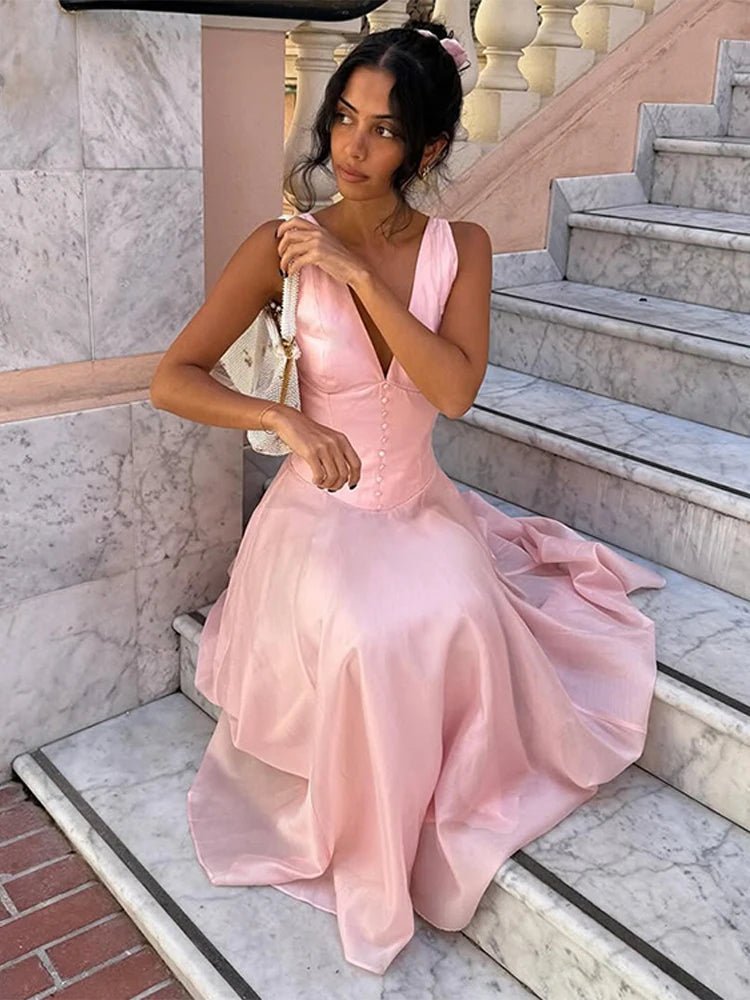 Vestido midi sin mangas y con escote en V Candice
