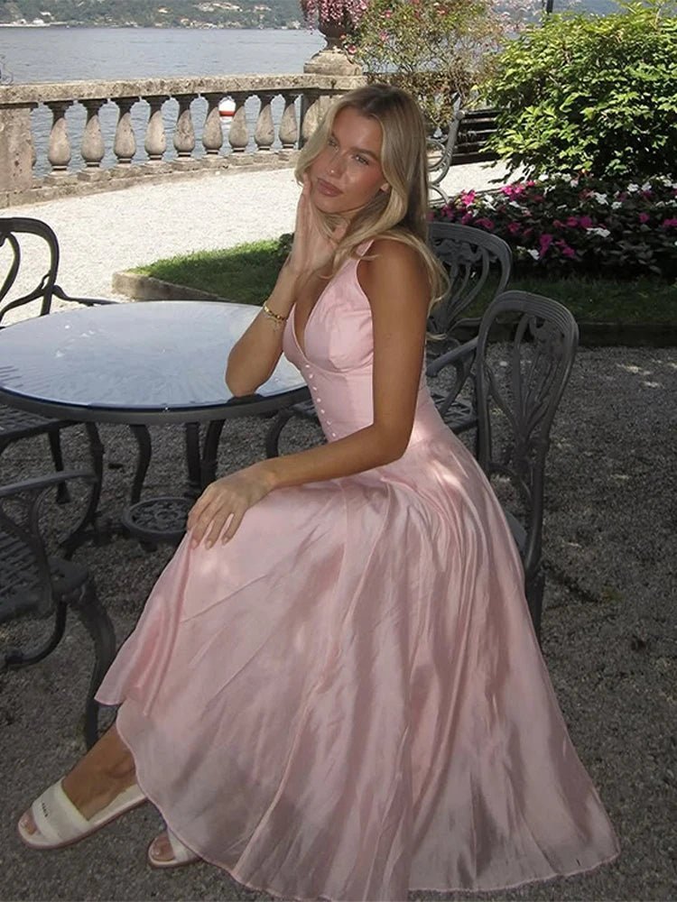 Vestido midi sin mangas y con escote en V Candice