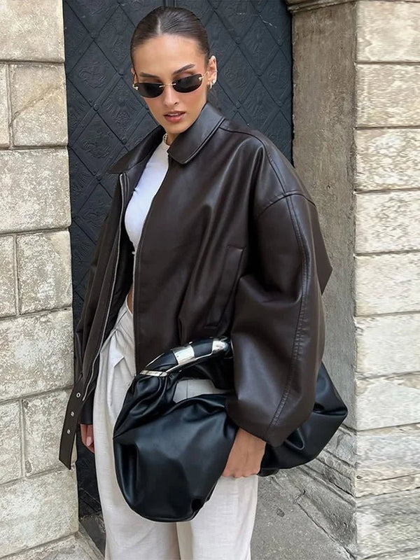 Chaqueta motera de cuero Carine