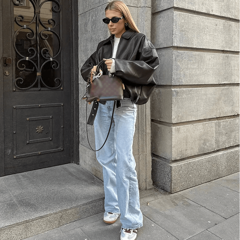 Chaqueta motera de cuero Carine
