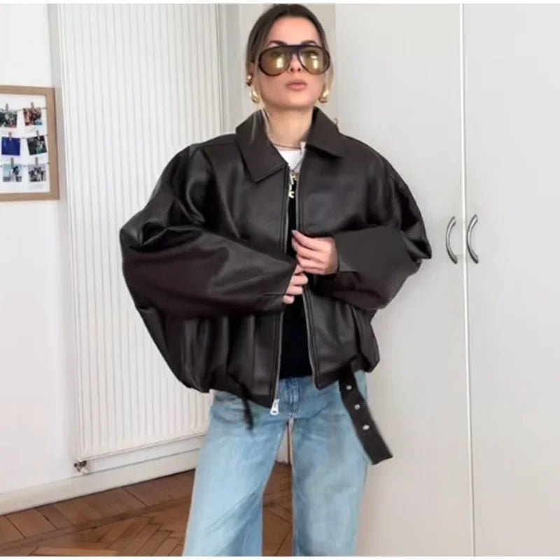 Chaqueta motera de cuero Carine