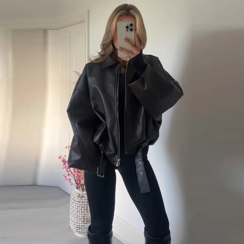 Chaqueta motera de cuero Carine