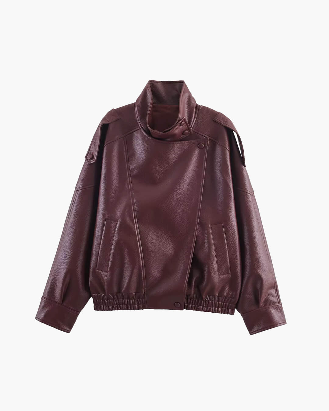 Chaqueta asimétrica de cuero Carla
