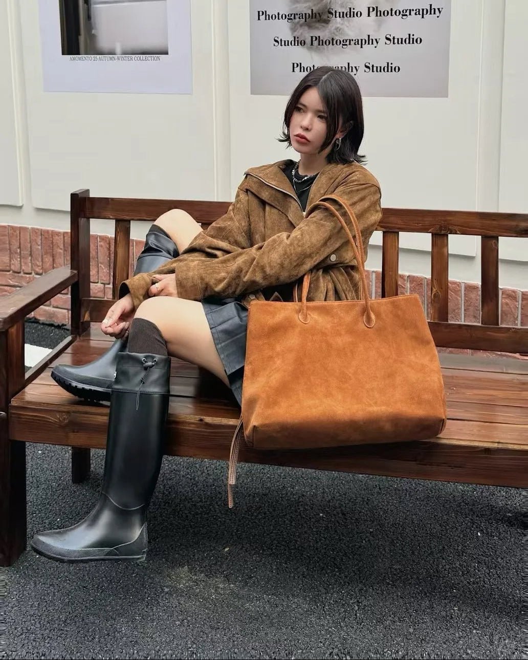 Bolso tote de ante aterciopelado Carly