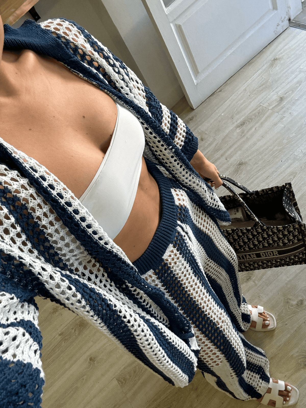 Conjunto Carmen de crochet a rayas