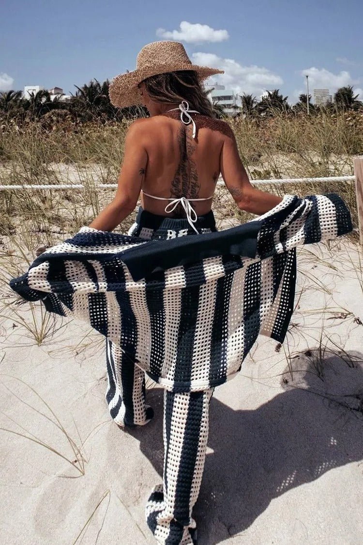 Conjunto Carmen de crochet a rayas