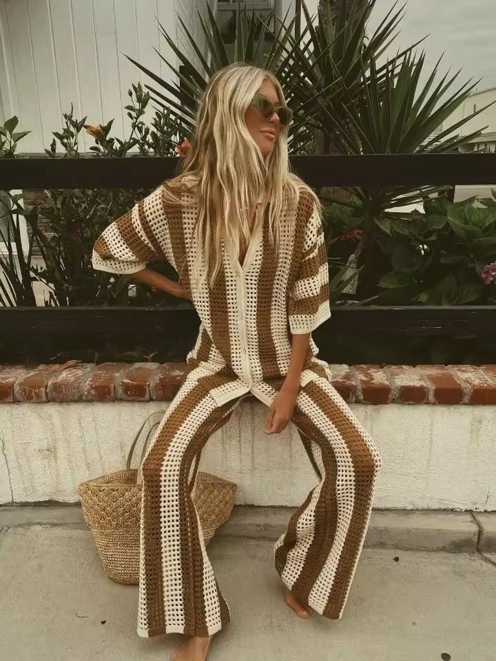 Conjunto Carmen de crochet a rayas