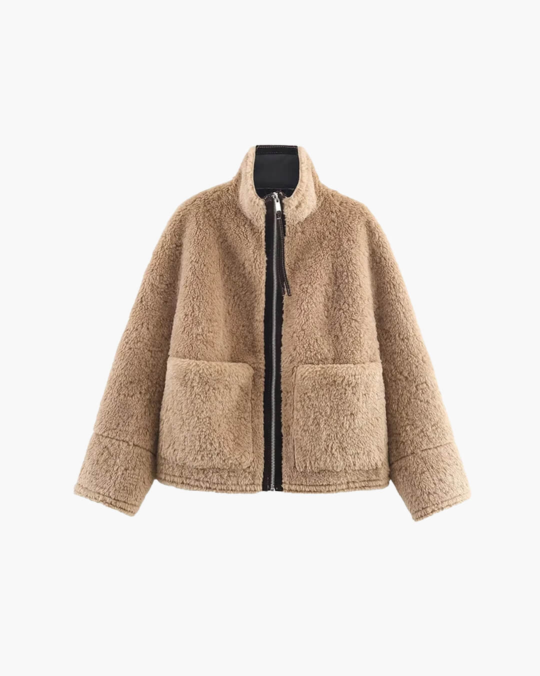 Chaqueta de piel sintética Carol con cuello mao