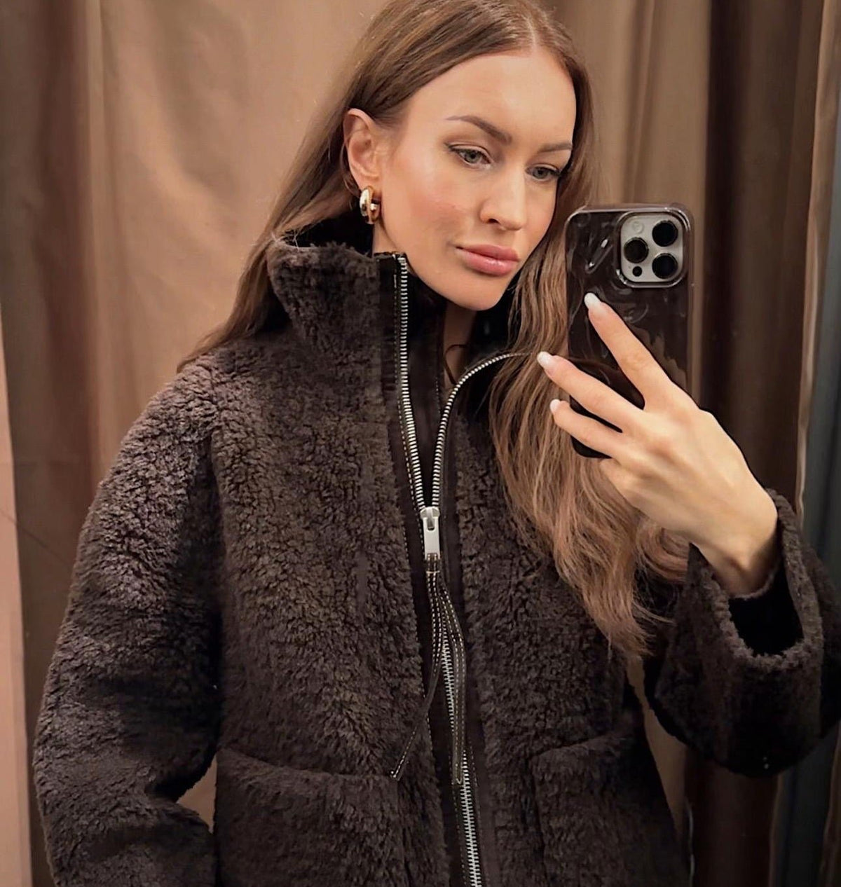 Chaqueta de piel sintética Carol con cuello mao