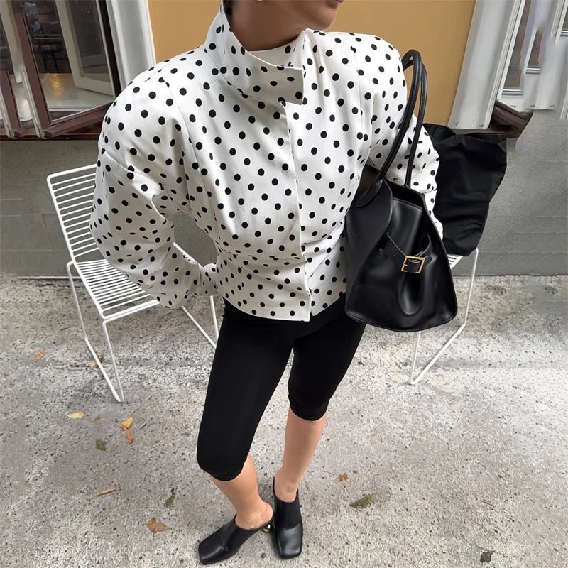 Chaqueta de lunares con cuello mao Caryl
