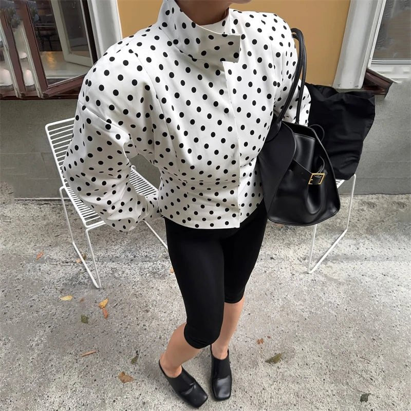 Chaqueta de lunares con cuello mao Caryl